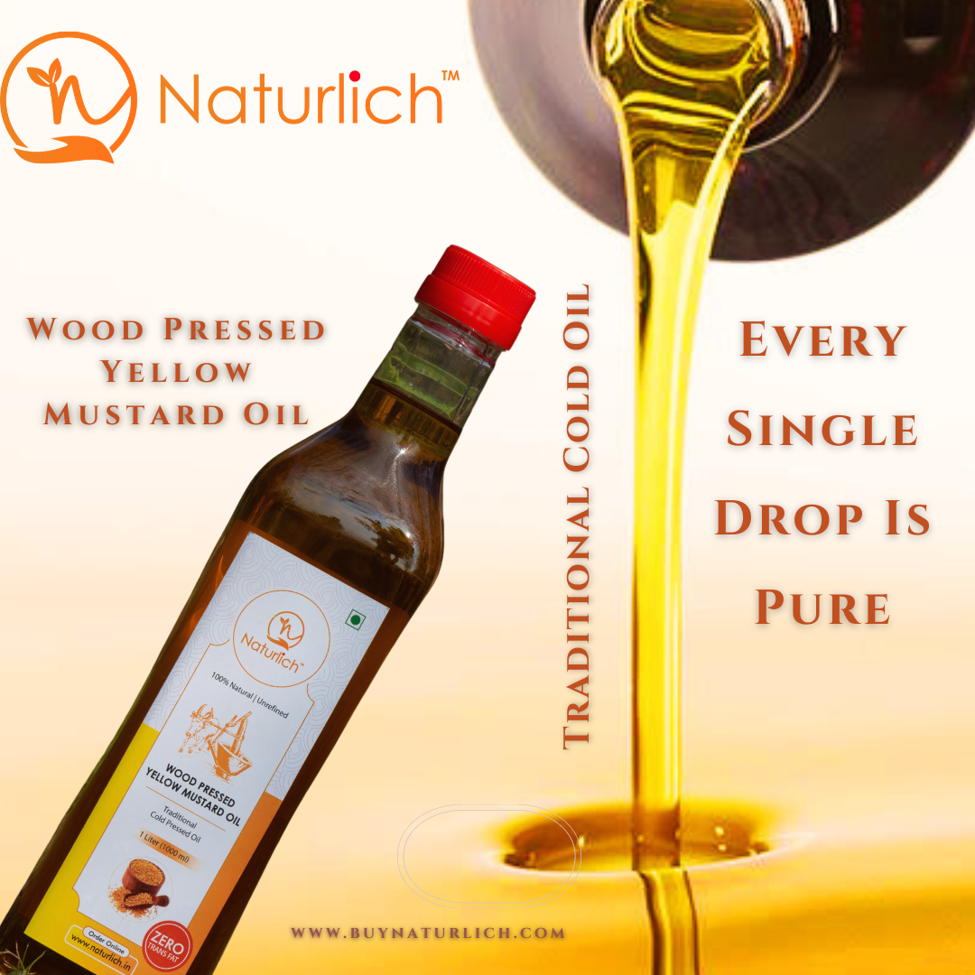 Wood Pressed Yellow Mustard Oil | Cold Pressed Yellow Mustard Oil | Kachhi Ghani Oil | Naturlich Lakdi Ghani Oil